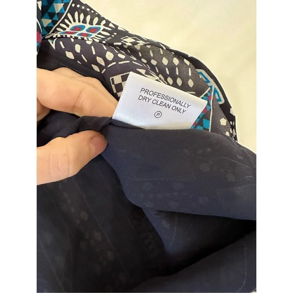 Tory Burch Camilla Dasha Silk Blue and Black Print Dress Size 4